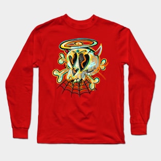 Skull and bones with love graffiti illustration Long Sleeve T-Shirt